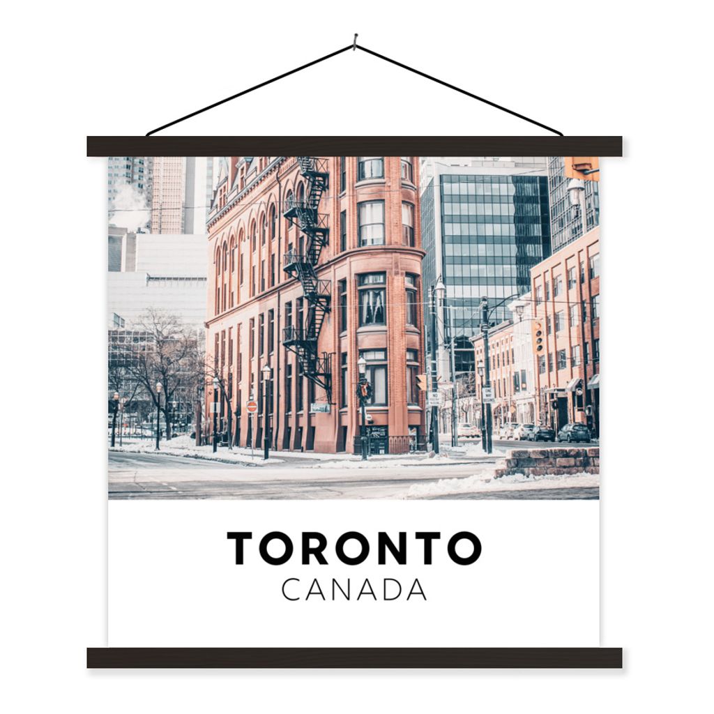 MuchoWow Textilposter Kanada - Straße - Winter 40x40 cm mit schwarzem Rahmen - Fotos