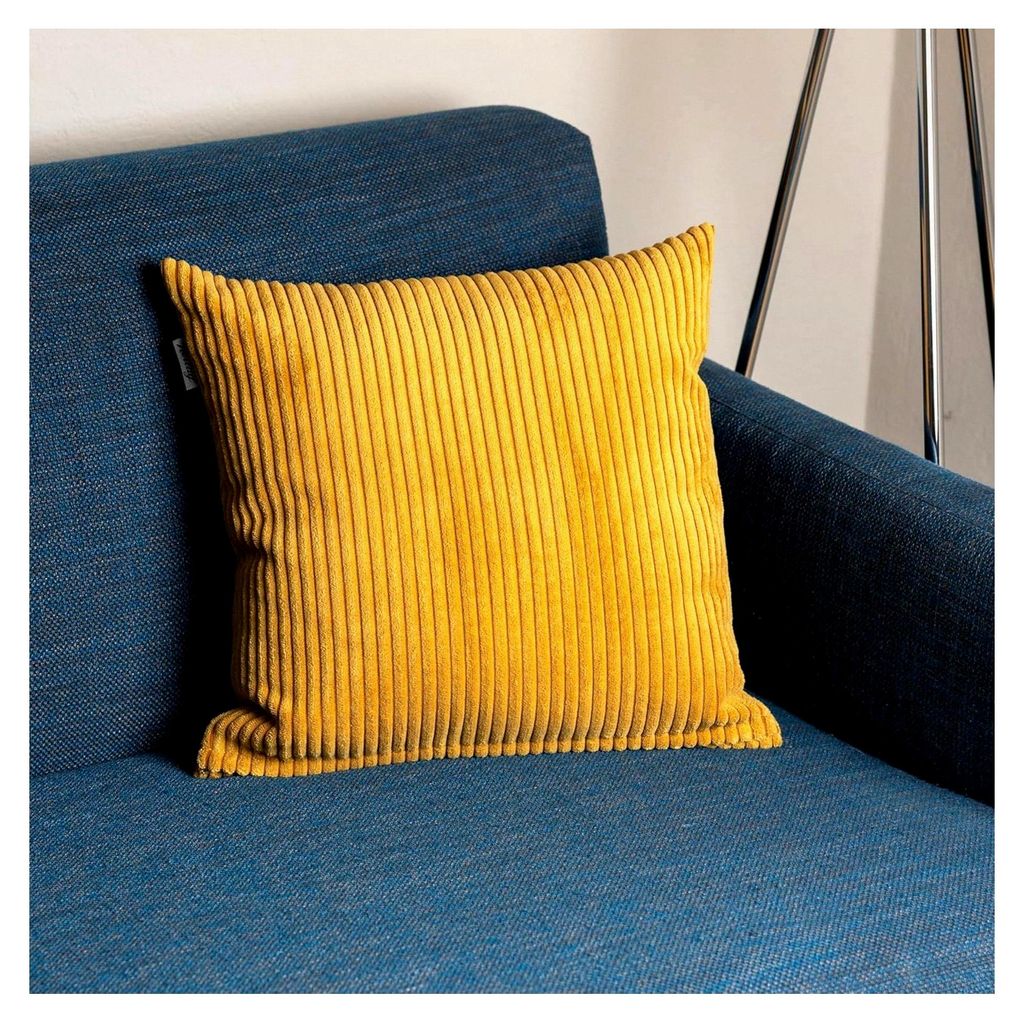 Dekorativer Kissenbezug Ella 40x40cm – Kissenhülle aus Kordsamt, waschbar bis 40°C, Flauschiger Bezug, 100 , Senfgelb