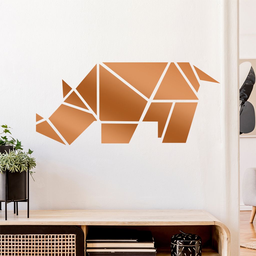 Papierfalten Nashorn Wandtattoo Wandaufkleber Wall Sticker - Dekoration, Küche, Wohnzimmer, Schlafzimmer, Badezimmer