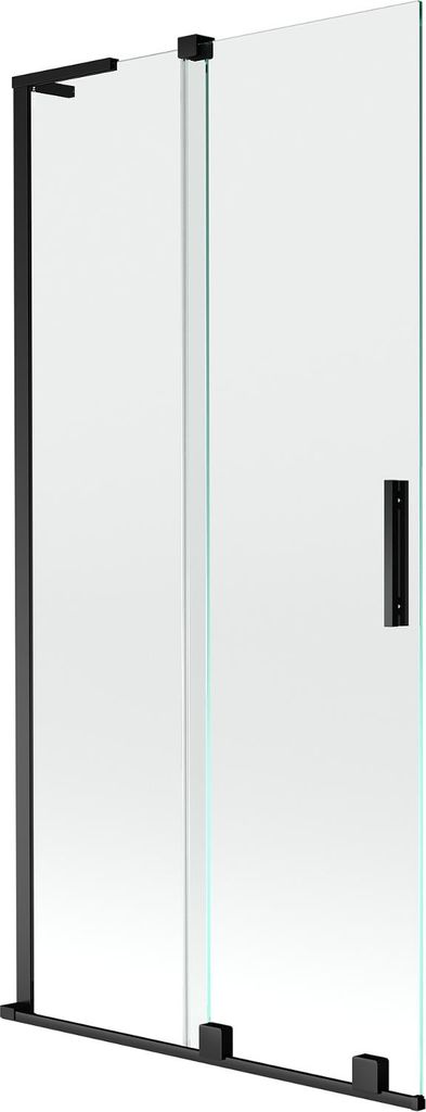 Mexen Velar L Badewannenabtrennung 2-flügelig verschiebbar 90 x 150 cm, transparent, schwarz - 896-090-003-01-70