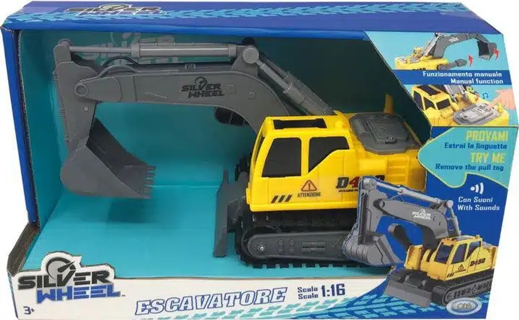 Pelle mobile argentée avec sons réalistes pour enfant modèle excavatrice