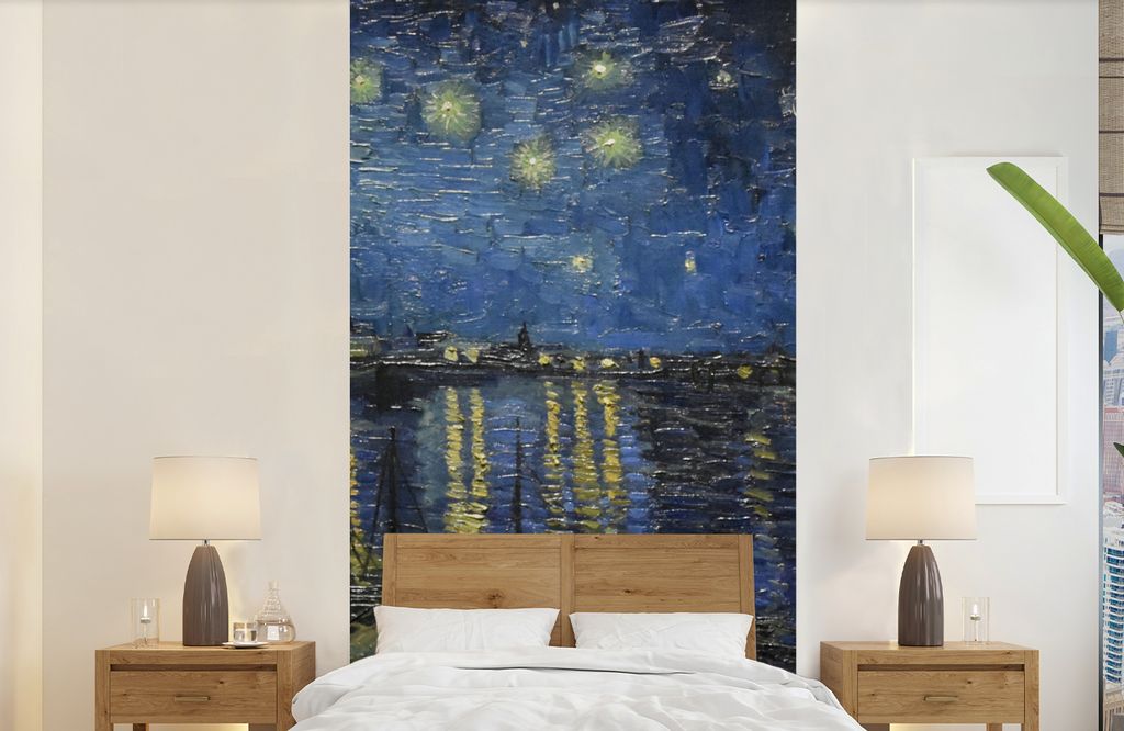 MuchoWow Fototapete für Wohnzimmer oder Schlafzimmer Wandtapete Vinyl Motivtapete Sternennacht über dem Orsay Paris - Vincent Van Gogh - 120x24...