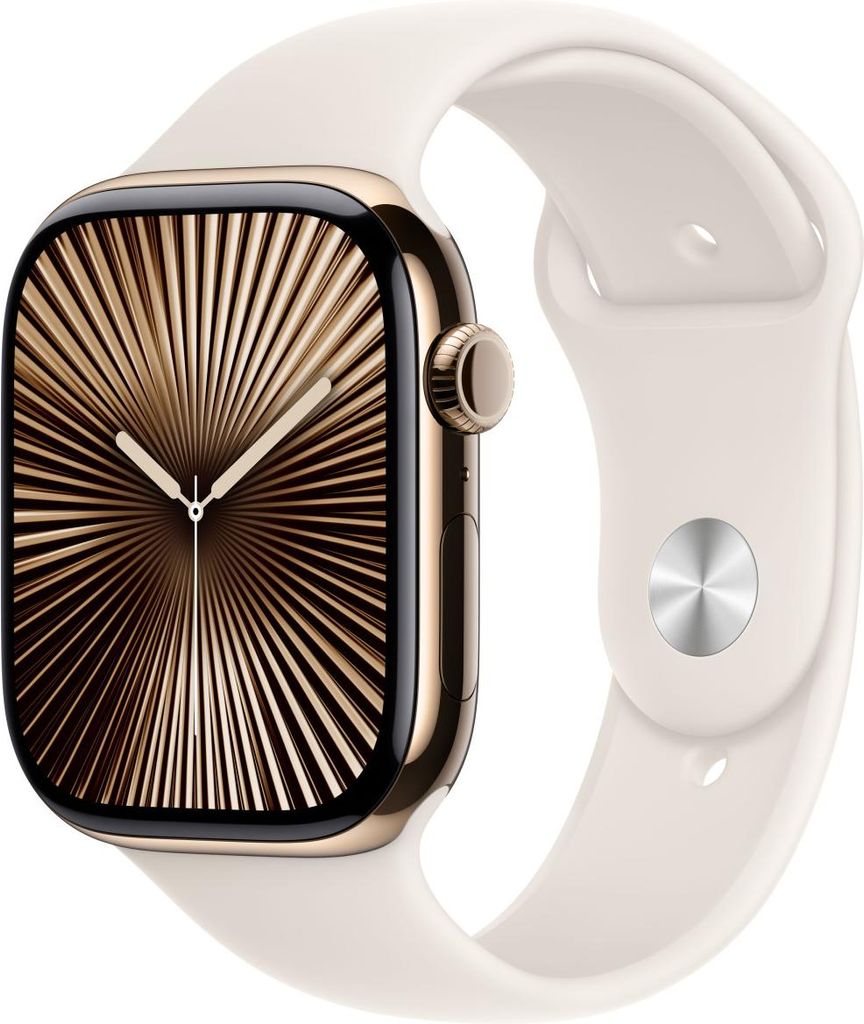Apple Watch Series 10 GPS + Cellular 46mm Titânio Dourado c/ Bracelete Desportiva Luz das Estrelas M/L