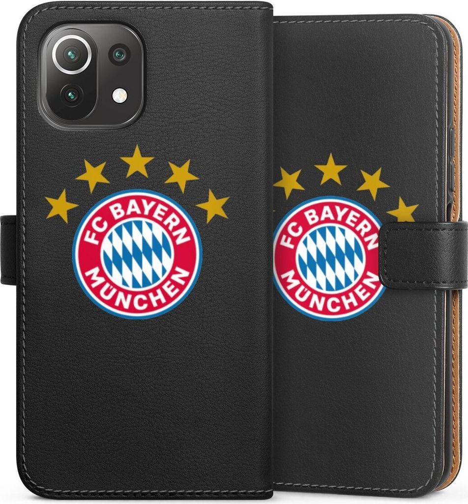 DeinDesign Klapphülle für Xiaomi Mi 11 Lite 5G NE Handytasche Lederhülle Tasche FC Bayern München FCB Sterne