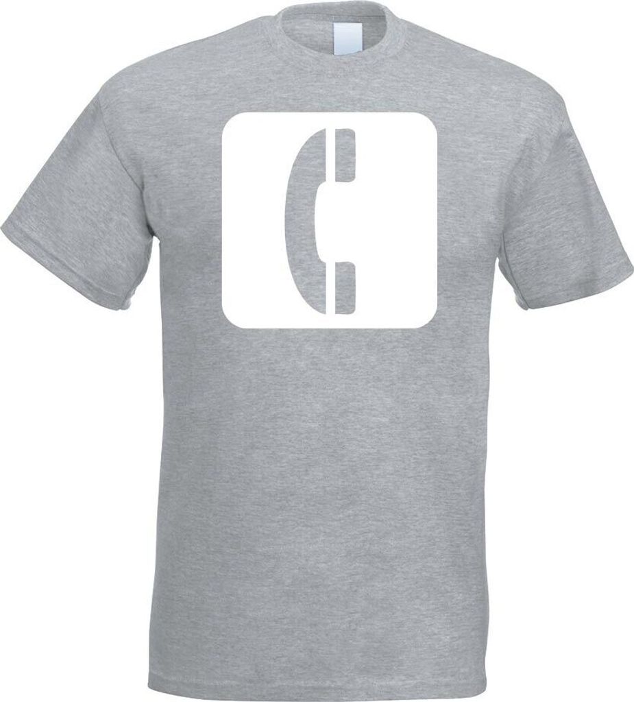 Kiwistar - T-Shirt - Graumeliert - Telefon Kontakt Anruf Piktogramme Herren Funshirt Bedruckt Design Sprüche Spruch Motive - mit Motiv Bedruckt - ...