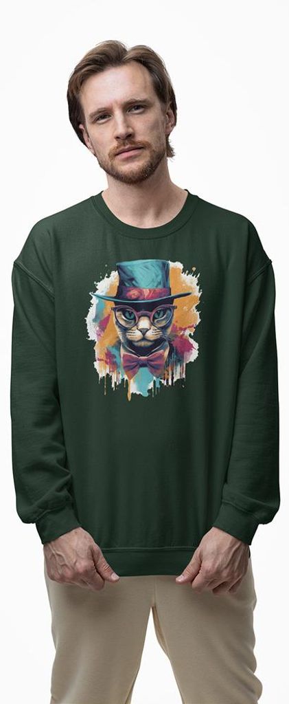 D&B Design Uni Pullover SWCAT00013 Cat Waldgrün-Größe 2XL