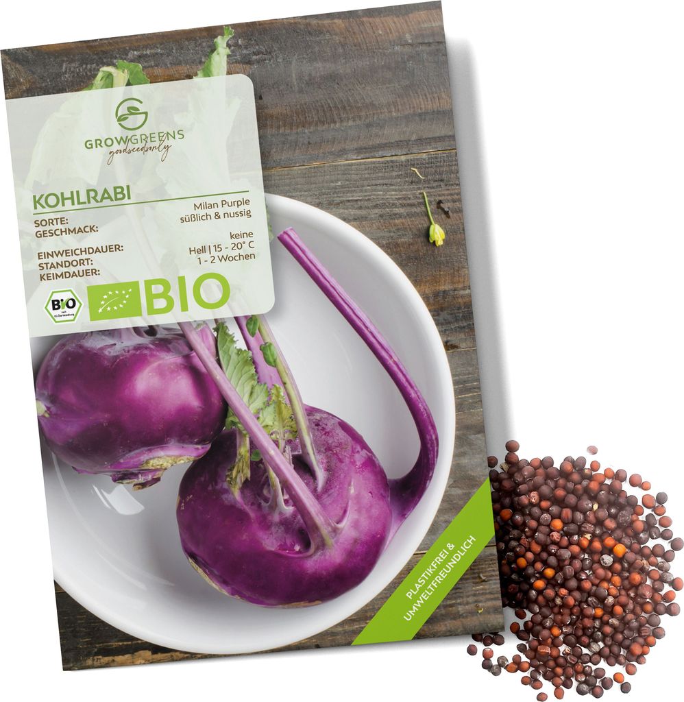 Lila Kohlrabi Samen (Milan Purple, 300 Korn) - Kohlrabi Produktbild 
