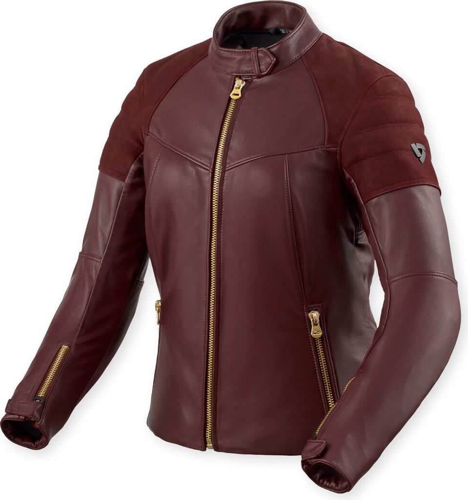 Revit London Damen Motorrad Lederjacke, burgunderrot, 40