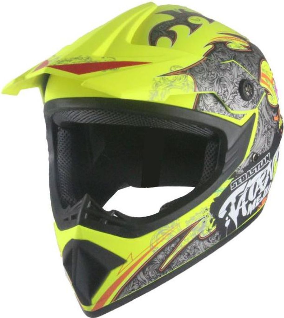Crosshelm Helm Kinderhelm Motorradhelm Motocross Mejia Gelb Matt Größe L