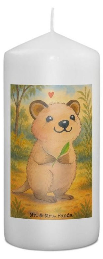 Mr. & Mrs. Panda Kerze Quokka Happy Design 15 x 7 cm - Weiß - Geschenk, Dinge Erledigen, Niedliches Tier, Erinnerungskerze, Lustiger Spruch, Stump...