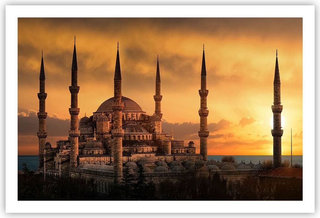 Poster - Poster ohne Rahmen - Sonnenuntergang istanbul türkei reise - 91,5x61 cm - Wand Bild - Wanddeko - Wandbilder - Kunstposter - Wandposter - ...