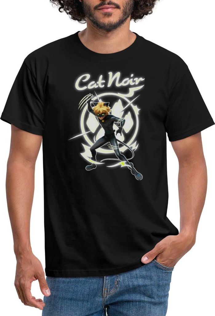 Spreadshirt Miraculous Cat Noir Adrien Superheld Männer T-Shirt, XL, Schwarz