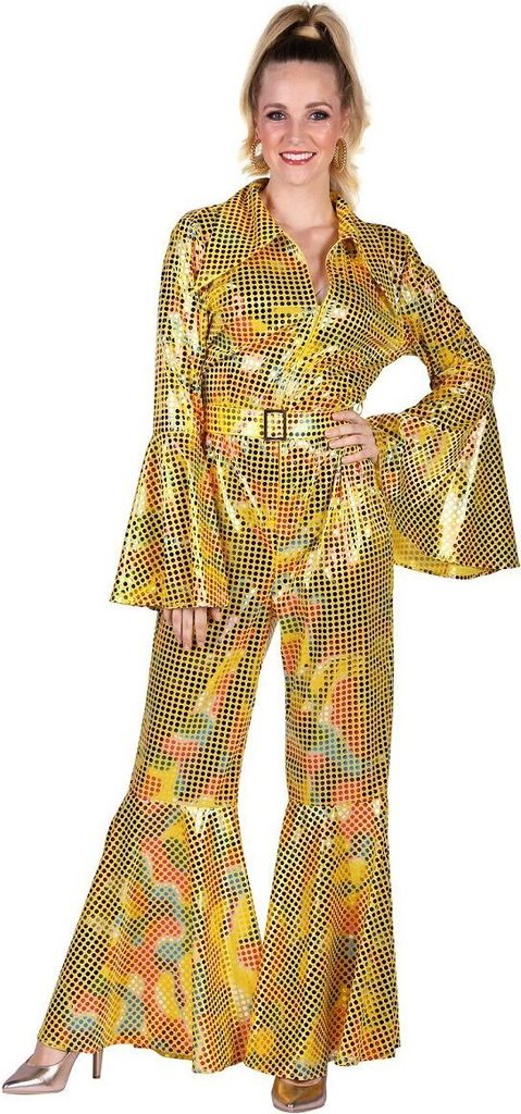 Disco Jumpsuit Damen Gelb Kombination disco gelb - M
