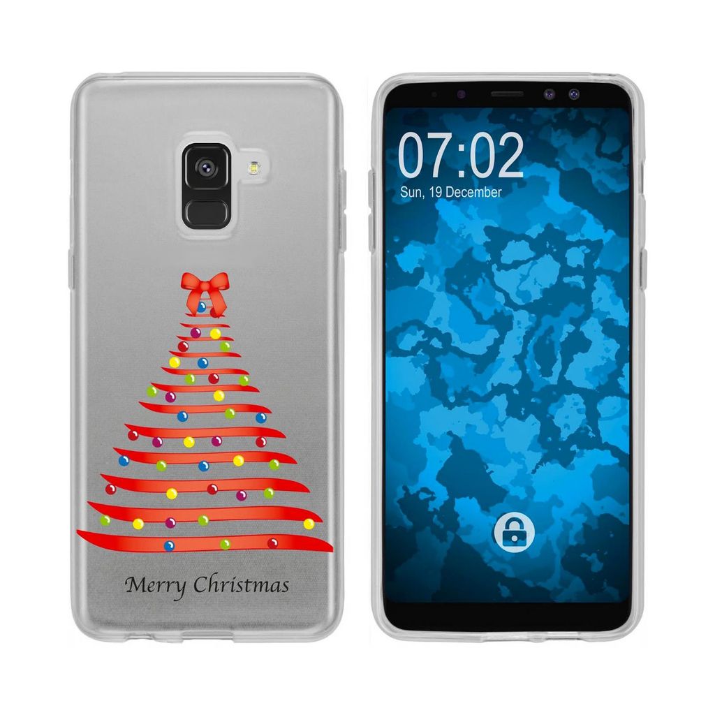 PhoneNatic Case kompatibel mit Samsung Galaxy A8 Plus (2018) Silikon-Hülle X Mas Weihnachten Weihnachtsbaum M1