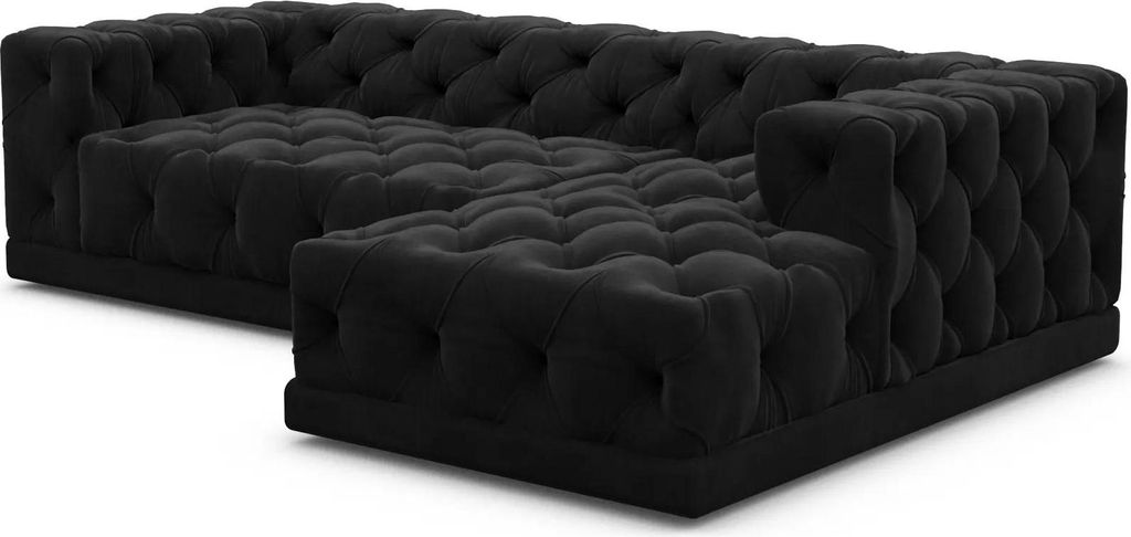 Samtstoff L-Form Sofa Meliva Schwarz Rechts