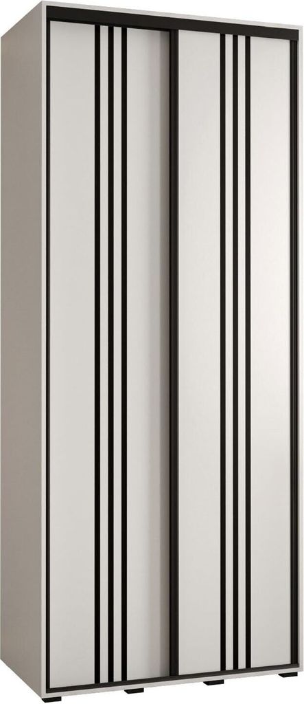 MEBLE KRYSPOL Cannes 6 Schrank mit 2 Schiebetüren - 205,2x120x45 cm - Weiß Weiß Schwarz