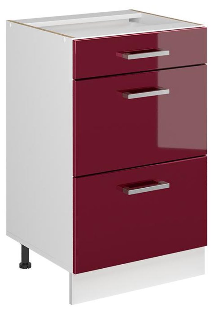 Küchenunterschrank Vicco R-Line Rot Hochglanz/Weiß 50 cm Produktbild 