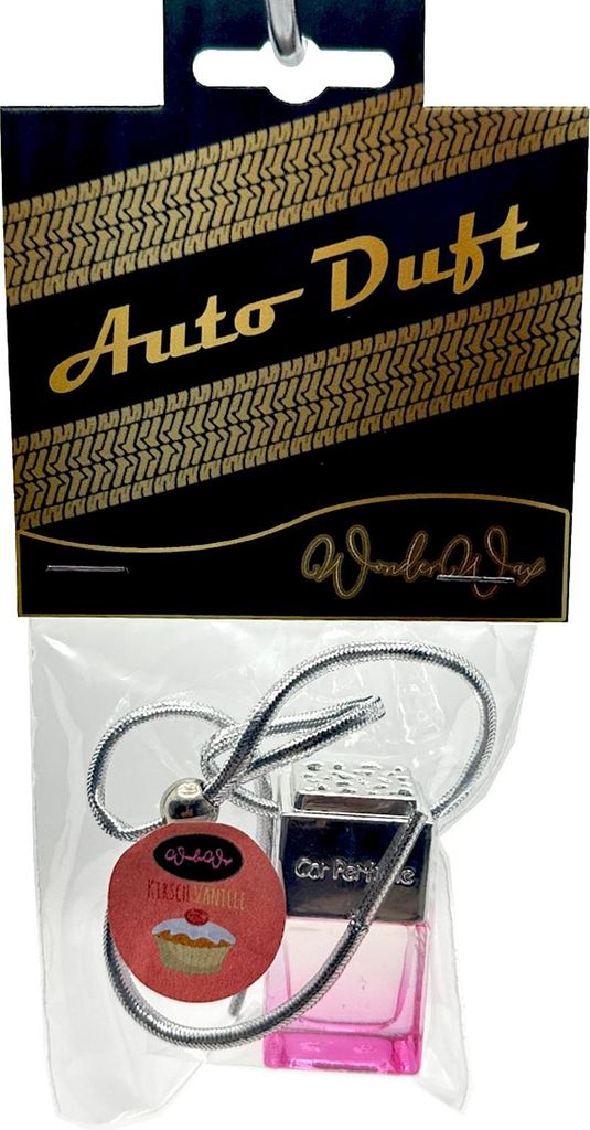 WonderWax Auto Duft Lufterfrischer Quadratisch pink-gold 8 ml| Tutti Frutti|Innenraum Deko Parfüm Car Scent Baum Geruch Luxus Aufhänger