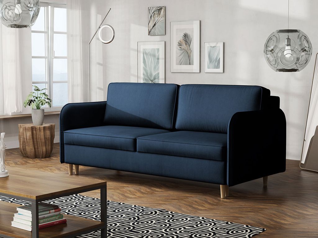 MIRJAN24 Schlafsofa Maco, Polstersofa mit Schlaffunktion und Bettkasten, Wohnzimmersofa vom Hersteller, Holzfüße (Farbe: Mono 242)