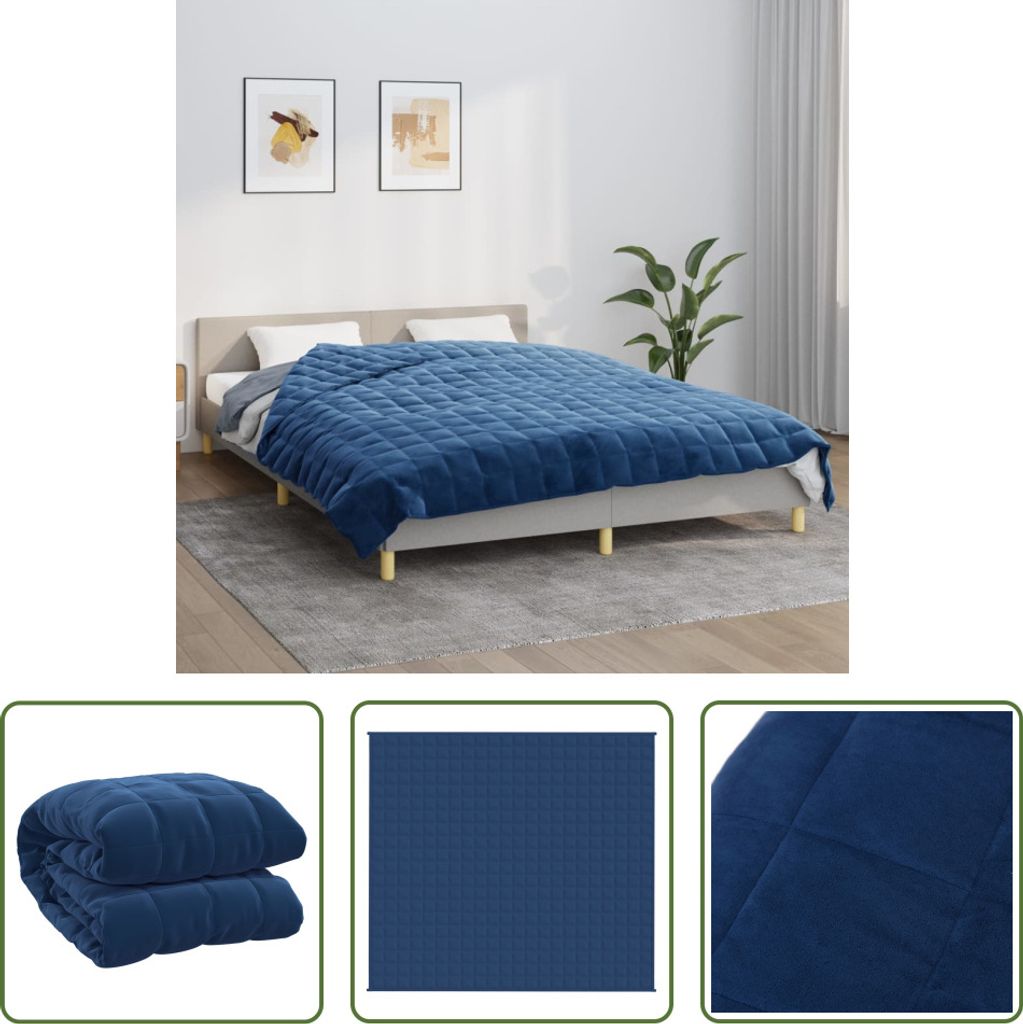 The Living Store Gewichtsdecke Blau 200x230 cm 9 kg Stoff