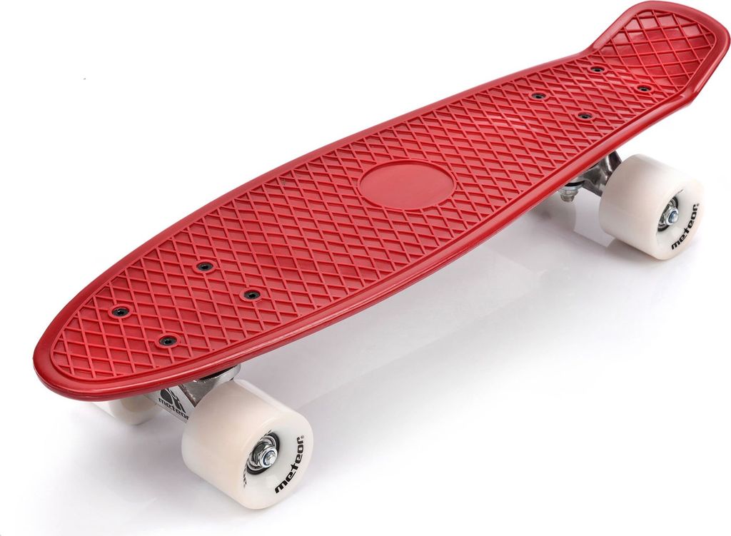 Skateboard Komplette 22" Mini Cruiser Board Retro Komplettboard für Anfänger Kinder Jugendliche Erwachsene, 56x15cm Meteor Rotbraun/Weiß/Silber