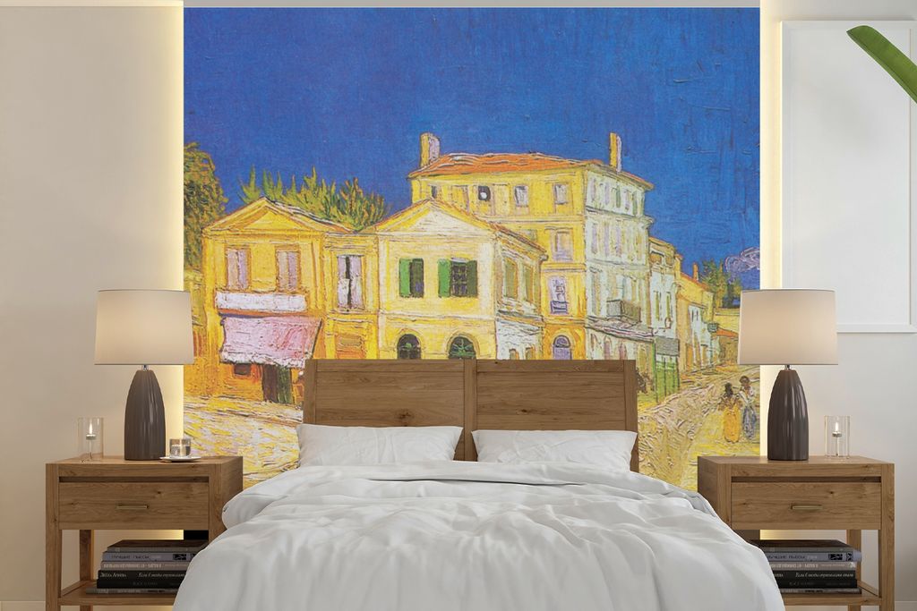 MuchoWow Fototapete für Wohnzimmer oder Schlafzimmer Wandtapete Vinyl Motivtapete Das gelbe Haus - Vincent van Gogh - 280x280 cm - Hintergrundbild