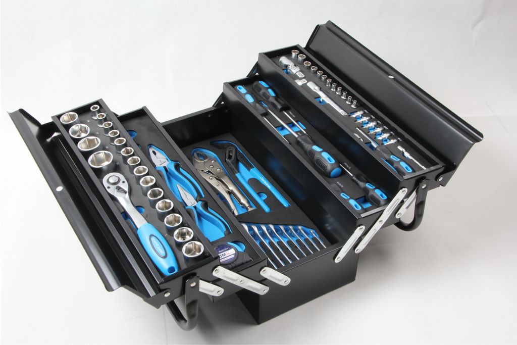 Werkzeugkasten mit Rollen Schwarz 85L Werkzeugkiste Werkzeugbox Aufbewahrungsbox 