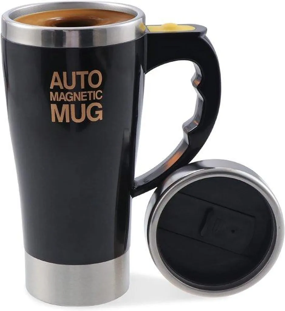 Tasse auto-mélangeuse inox 450ml avec couvercle étanche amovible