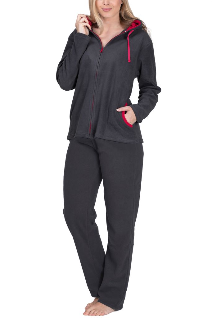 SLOUCHER Fleece-Anzug Hausanzug aus wärmenden Fleece für Damen ; grau , 60/62