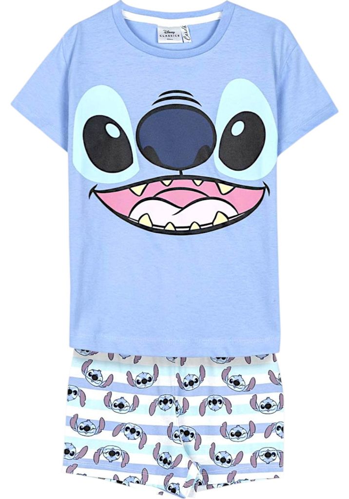 Schlafanzug kurz Lilo & Stitch Hellblau 116 cm
