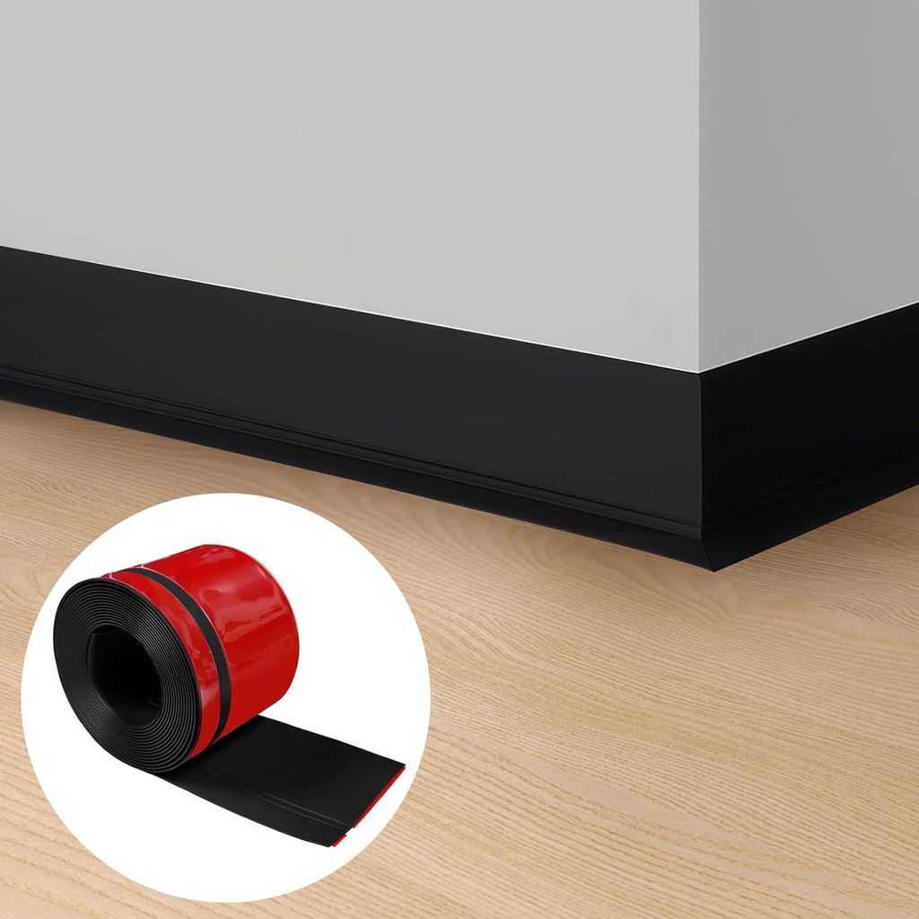 Selbstklebende Weichleiste 20 x 60 mm x 20 m - Küche und Badezimmer - Flexible PVC-Knickleiste - Schwarz