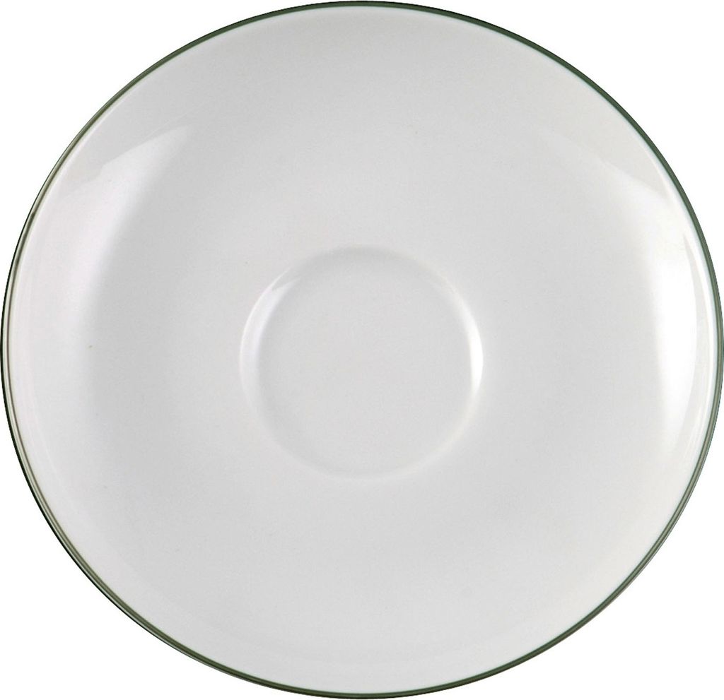 Cappuccinountertasse - Ø 12 cm - Weiß - mit schwarzem Rand - Porzellan - ohne Obertasse