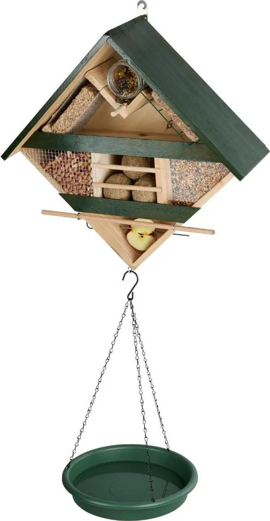 Mangeoire suspendue pour oiseaux de jardin avec distributeur de graines