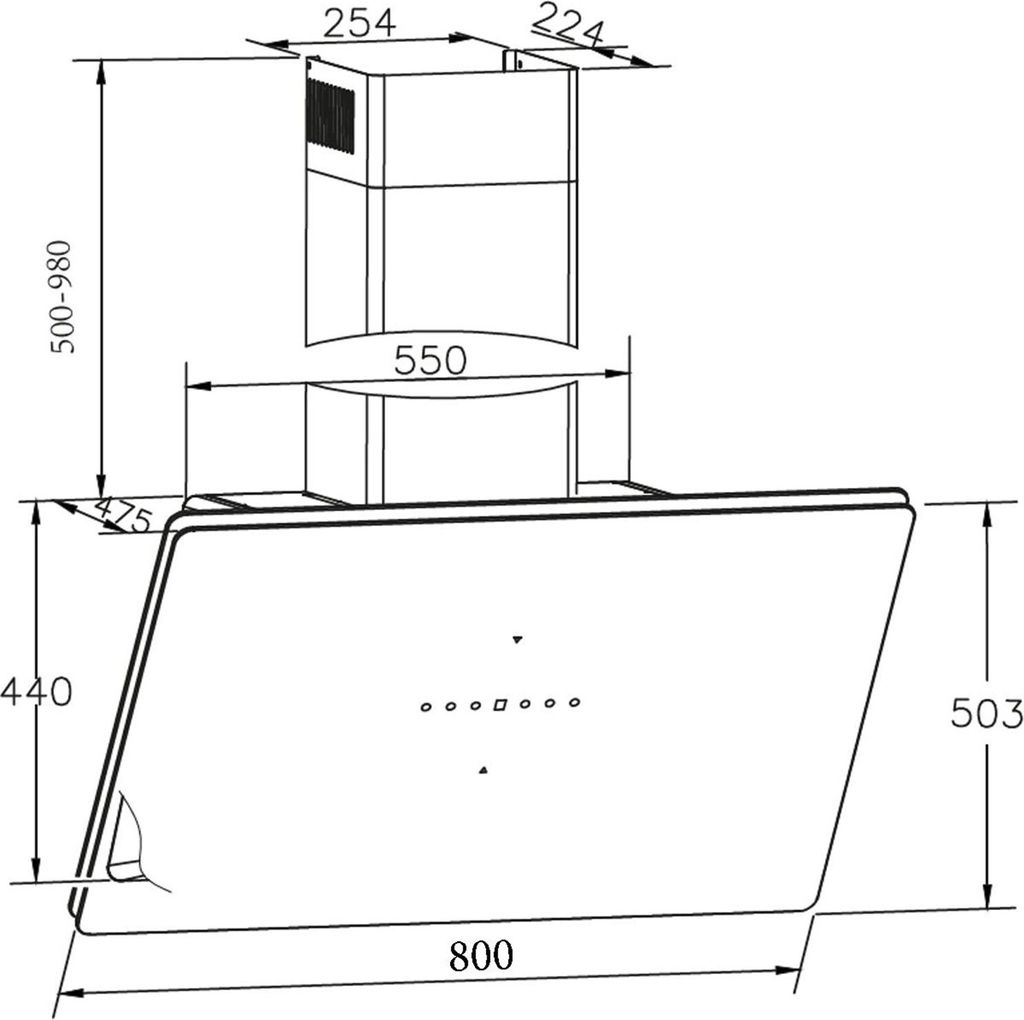 Amica - KHF 695 800 S - Kopffrei-Haube - Schwarz - 80 cm Produktbild 3