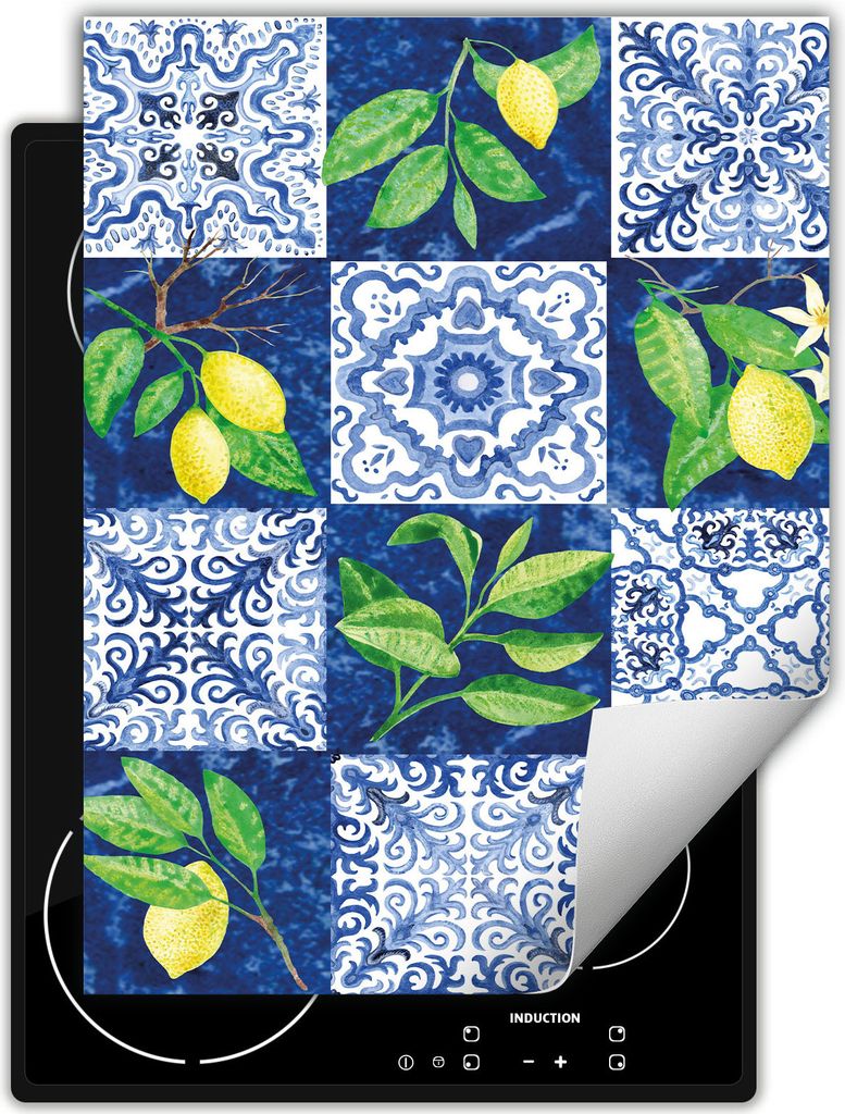 DarHaus Herdabdeckplatte Einteilig Küche Abdeckplatte für Glaskeramikfeld Abdeckung Induktionskochfeld Aufrollbare Matte 40x52 cm, blau - Mosaik