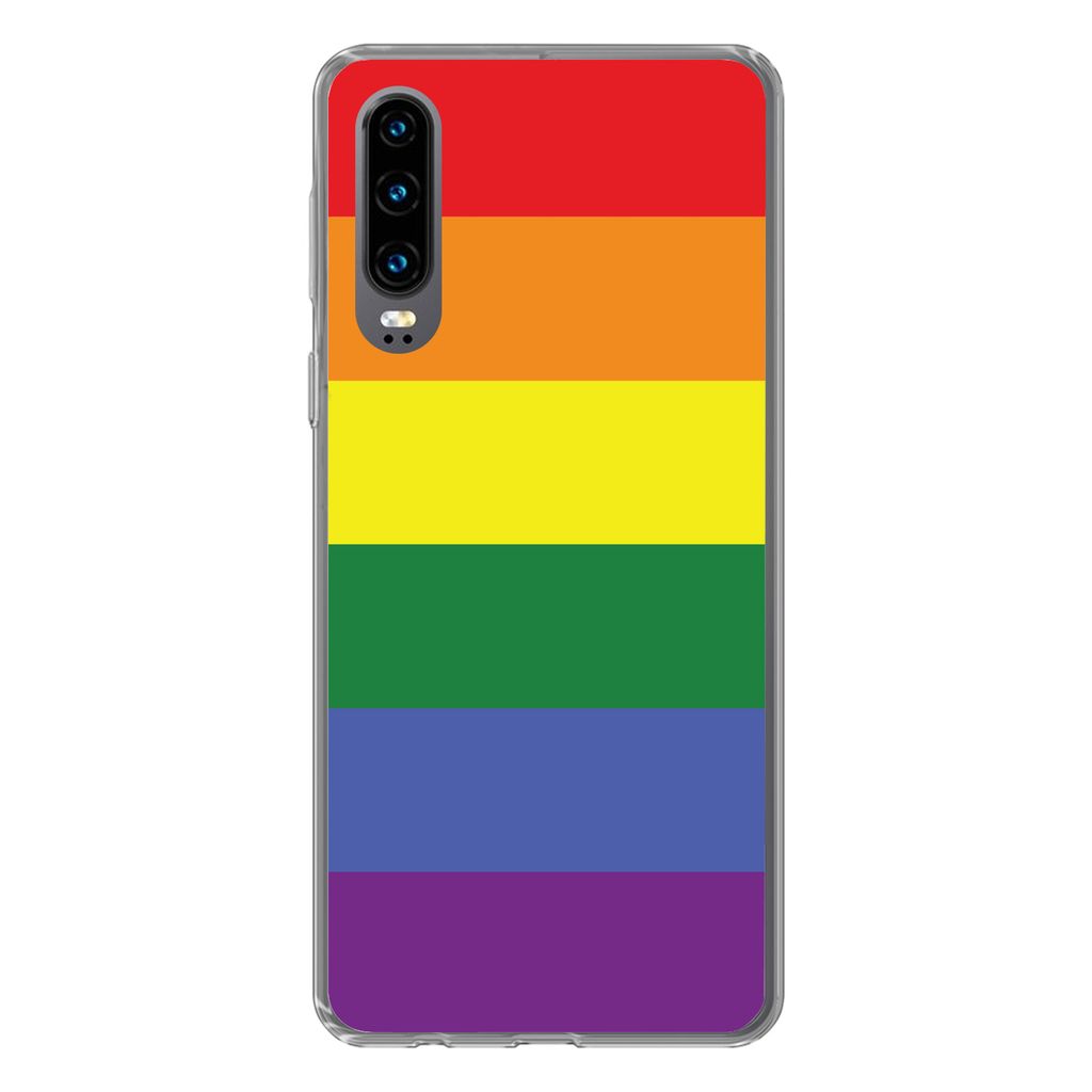 MuchoWow Handyhülle Schutzhülle Hülle für Huawei P30 Regenbogen - Stolz - Regenbogenfahne Silikon Softcase Handy Hülle - Kartenbesitzer