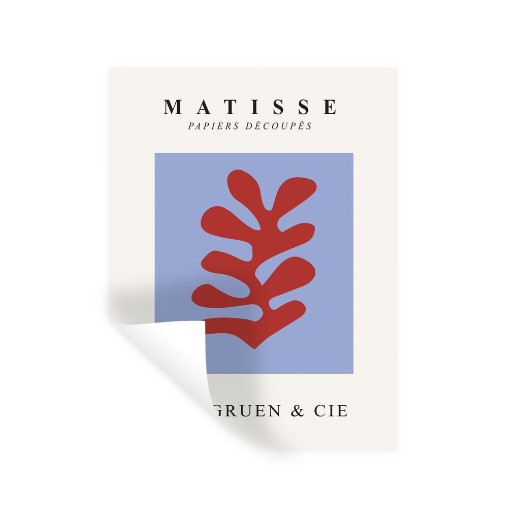 MuchoWow Wandtattoo Wandsticker Wandaufkleber Matisse - Blatt - Rot - Blau - Abstrakt 30x40 cm Selbstklebend und Repositionierbar - Sticker - Dek...