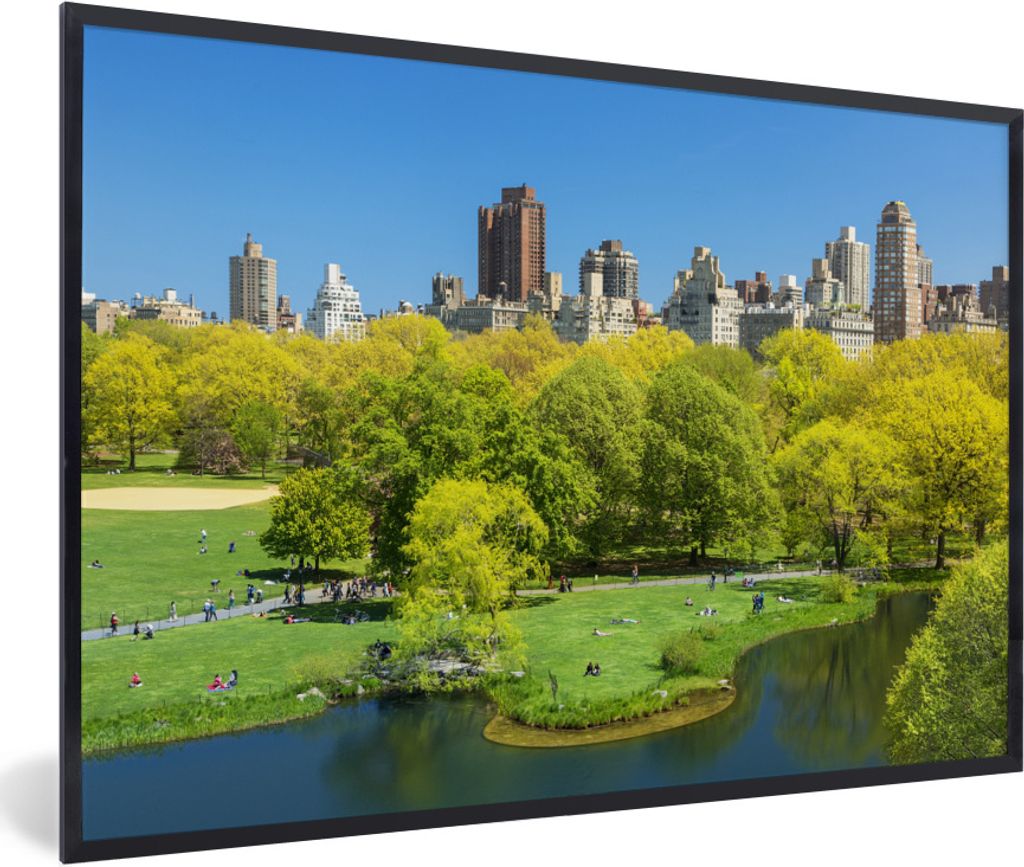 MuchoWow Gerahmtes Poster New York - Central Park - Sommer 30x20 cm - Poster mit Schwarzem Bilderrahmen Wandposter Rahmen Foto Bilder - Kunstdruc...
