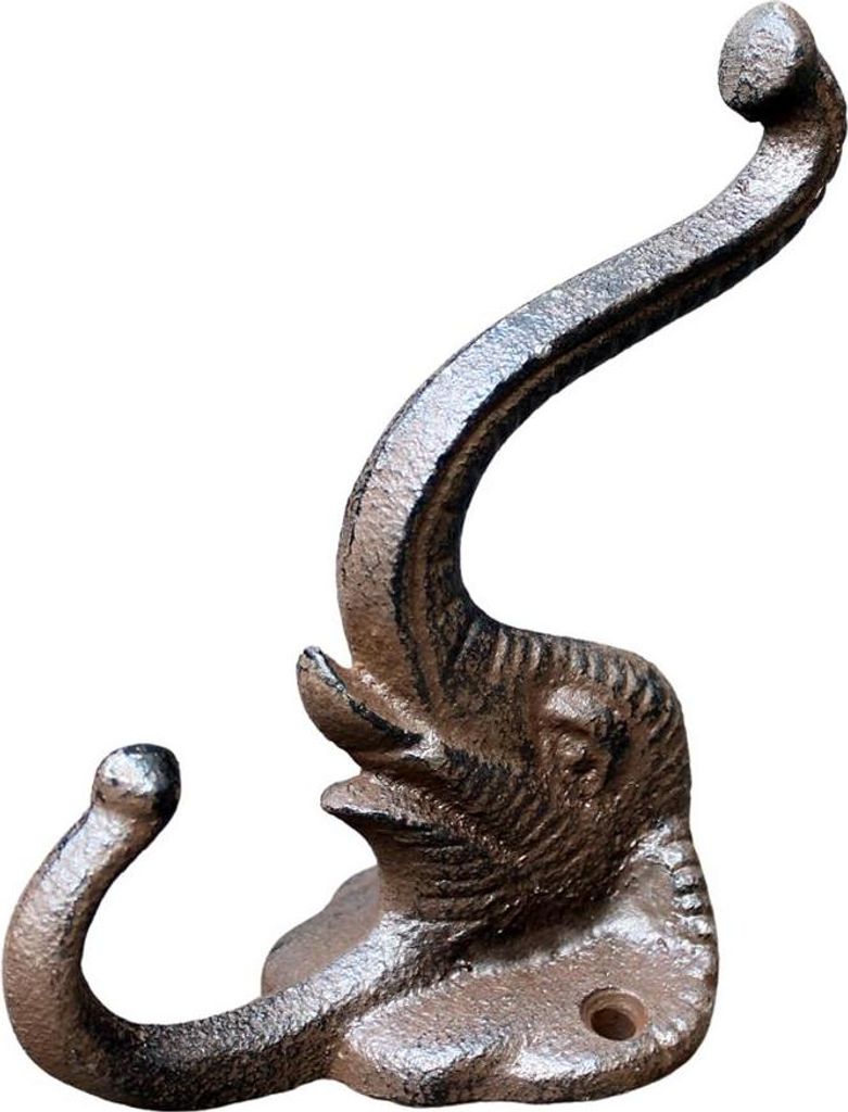 A single cast iron elephant hook against a white background.