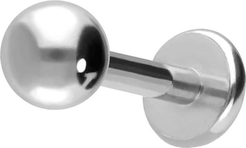 Ohrpiercing, Nasenpiercing Chirurgenstahl Labret Silber Stablänge: 8mm + Stabstärke: 1,2mm + Kugelgröße: 3mm