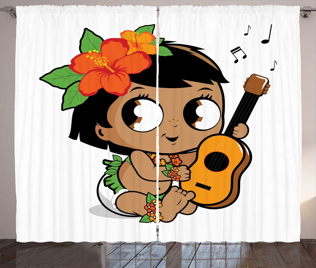 Rideau anti-regards motif Hula Girls facile à poser 280 x 225 cm