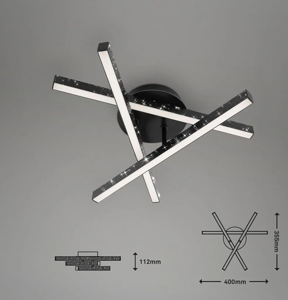Lampada da soffitto a LED Lampada da parete Effetto glitterato 3000K 15W nera metallo Briloner - 3
