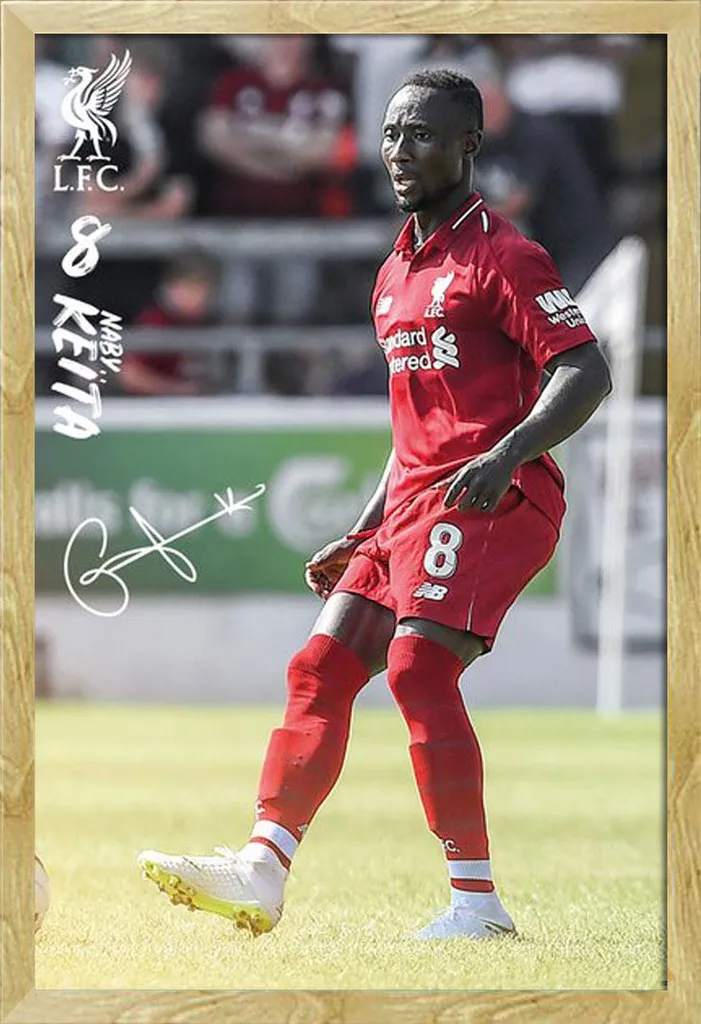 Calcio - Poster - Liverpool FC - Keita 18/19 + cornice rimovibile, Shinsuke® Maxi MDF faggio, vetro acrilico