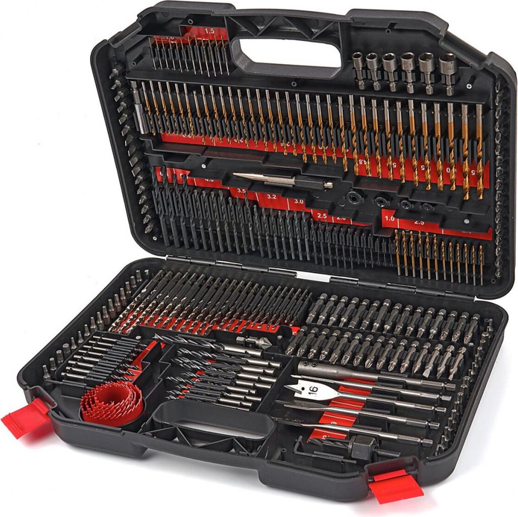 HBM 246-teiliges Bohrer-Set komplett inklusive Metallbohrern, Holzbohrern, Schnellbohrern und Lochsägen