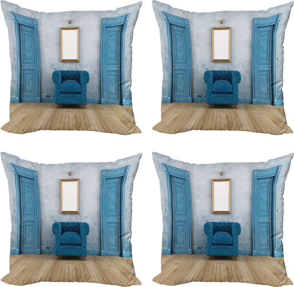 ABAKUHAUS Antiquität Kissenbezug Set (4 Stück), Leeren Sie den alten Wohnzimmer, Moderner Doppelseitiger Digitaldruck, 40 cm x 40 cm, Blue Sand B...