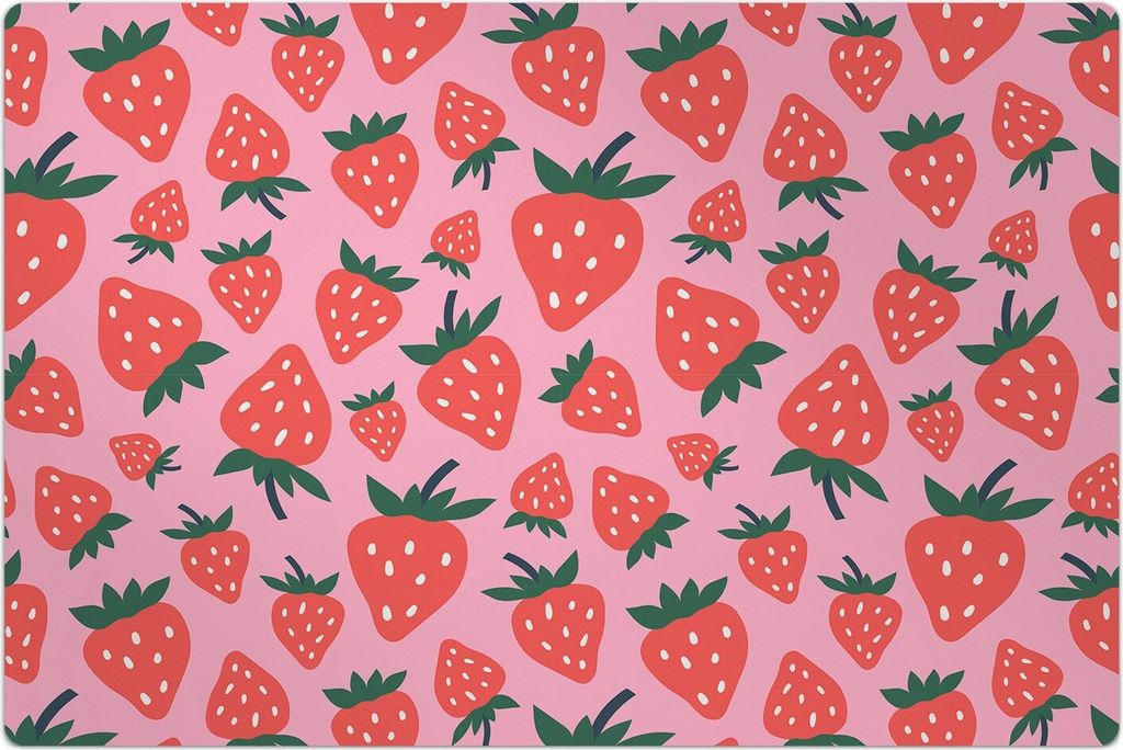 Küchenmatte 80x120 cm Vinylmatte Bodenmatte Dekoration - Erdbeeren Früchte