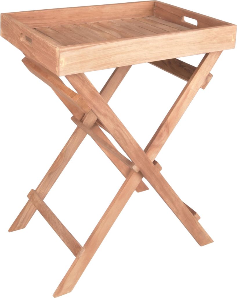 Balkontisch NIKITA klappbar - Teak, Teakbraun, 29x39x50cm | Tabletttisch Gartentisch Balkon-Tisch Kleiner Tisch Terrasse