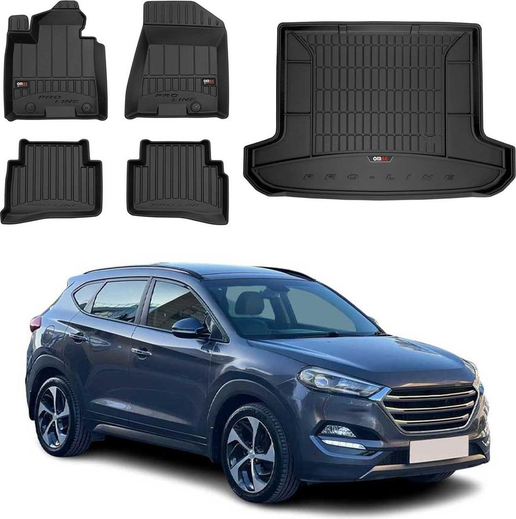 OMAC Fußmatten & Kofferraumwanne Set für Hyundai Tucson 2015-2020 Gummi 5x