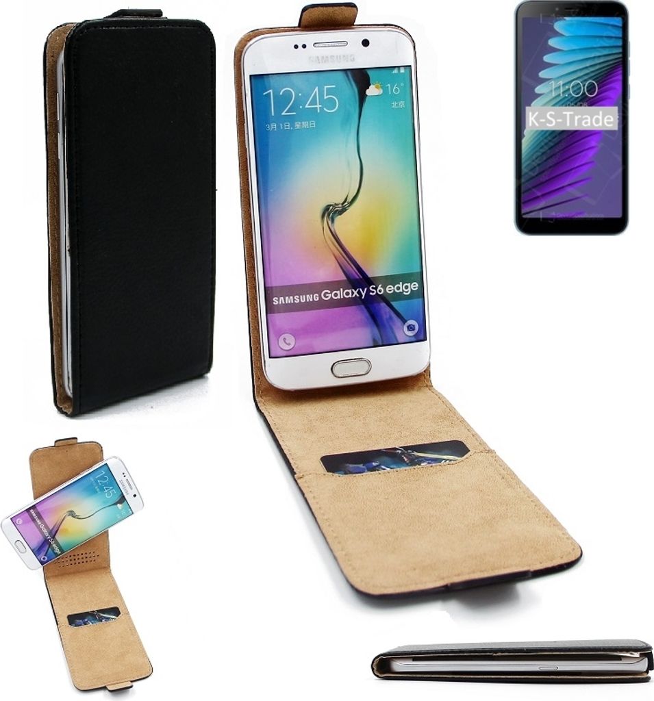 K-S-Trade Schutzhülle Handyhülle kompatibel mit BQ Mobile BQ-5765L Clever Flipstyle 360° Smartphone Tasche, schwarz, Case Flip cover
