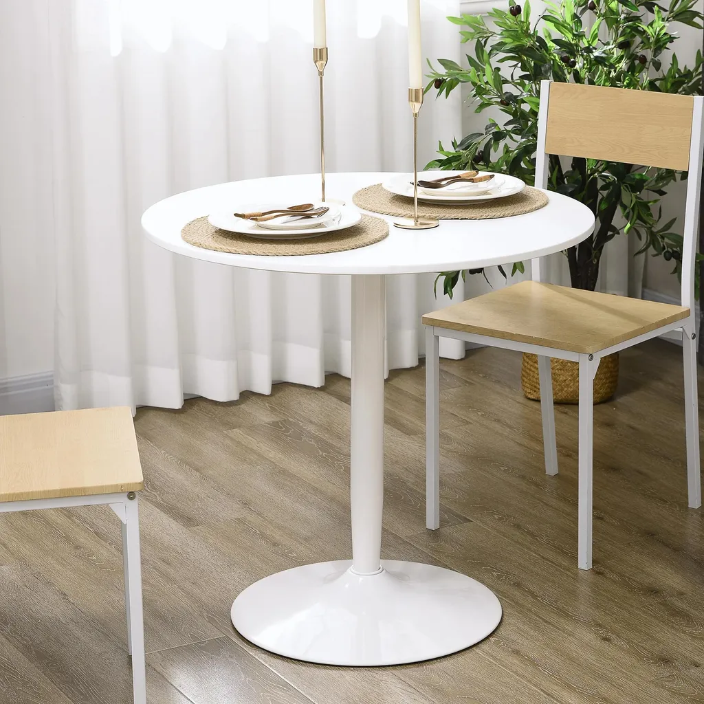 Table ronde 2 personnes blanche : la solution pour petits espaces - 5